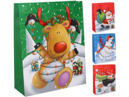 Taška dětská dárková Vánoce vel. L 30x39cm 4 druhy karton