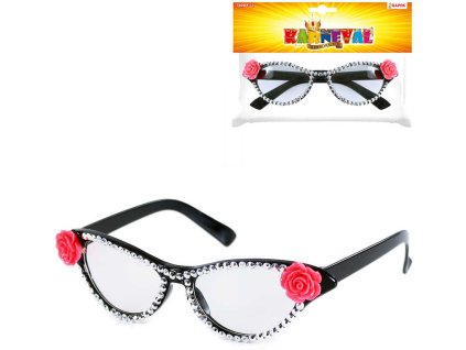 KARNEVAL Brýle retro zdobené s růží dospělé *KARNEVALOVÝ DOPLNĚK*