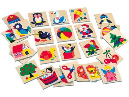 BINO DŘEVO Značky identifikační set 25ks obrázkové jmenovky pro školky