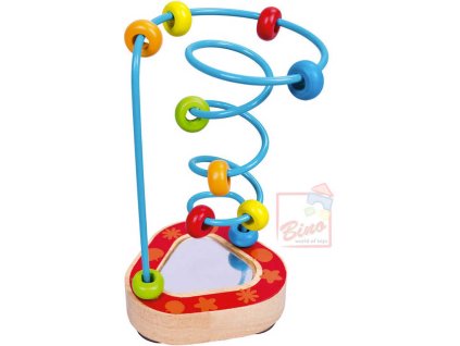 MERTENS DŘEVO Baby labyrint motorický se zrcátkem provlékačka pro miminko
