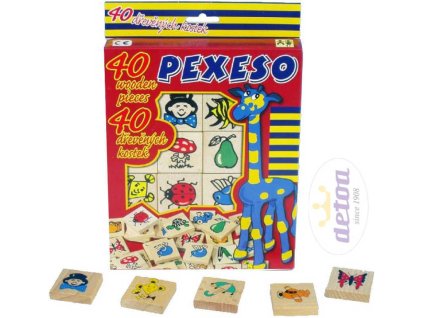 DETOA DŘEVO Pexeso set 40 dílků 4x4cm v krabičce s obrázky