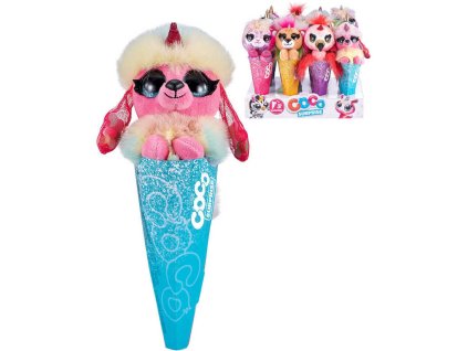 EP Line PLYŠ Zvířátko plyšák Coco s překvapením 6 druhů fantasy v kornoutu
