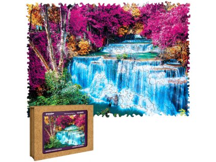 PUZZLER DŘEVO Barevný vodopád 30x21cm dekorativní skládačka 250 dílků