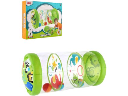 Válec baby nafukovací transparentní 43x20cm edukační set se 3 míčky pro miminko