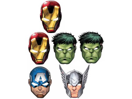 KARNEVAL Maska Avengers 23cm set 6ks *KARNEVALOVÝ DOPLNĚK*