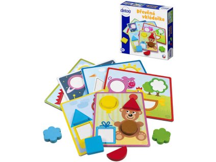 DETOA DŘEVO Baby vkládačka 6 předloh 15 dílků *DŘEVĚNÉ HRAČKY*