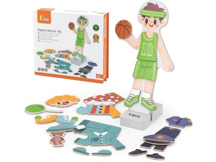 VIGA DŘEVO Magnetické oblékání Chlapec 8 stylů  *DŘEVĚNÉ HRAČKY*