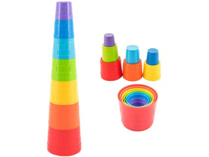 Kubus pyramida kulatá barevná baby věžička skládací 7 dílků plast