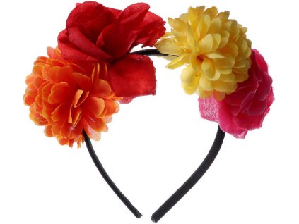 KARNEVAL Čelenka květina barevná 4 květy *KARNEVALOVÝ DOPLNĚK*