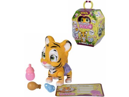 SIMBA Tygřík Pamper Petz set zvířátko mláďátko s doplňky pije čůrá 3 překvapení