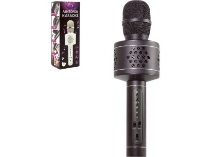 Mikrofon Karaoke Bluetooth černý bezdrátový na baterie USB kabel v krabici