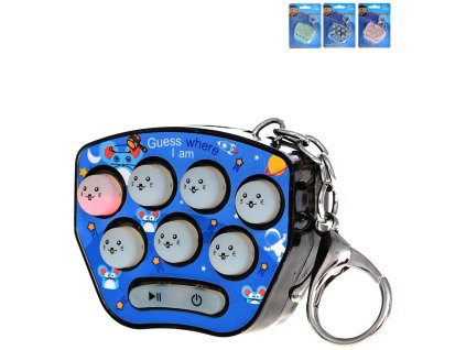 Klíčenka hra křeček přívěsek na klíče na baterie 2v1 Světlo Zvuk 3 barvy