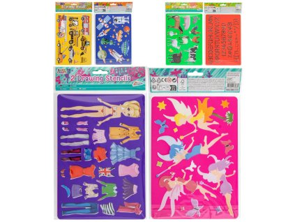 GRAFIX Šablony na obkreslování kreativní set 2ks 3 druhy v sáčku