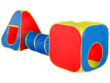 JOHN Dětské stany látkové set 3ks Pop-Up Teepee + Krychle + Prolézací tunel