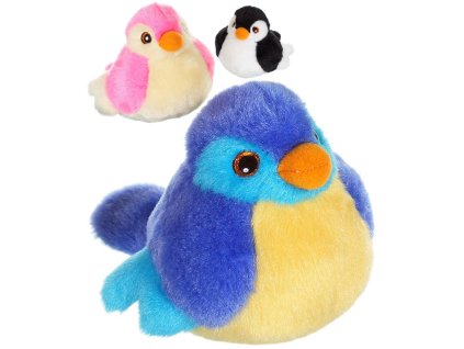 PLYŠ Ptáček 14cm na baterie Zvuk 7 barev *PLYŠOVÉ HRAČKY*
