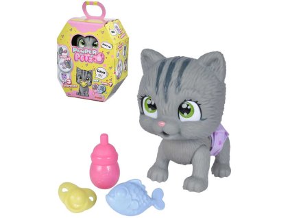 SIMBA Kočička Pamper Petz set zvířátko mláďátko s doplňky pije čůrá 3 překvapení