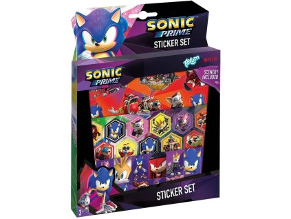 Samolepky s pozadím ježek Sonic set 3 archy dárkový box
