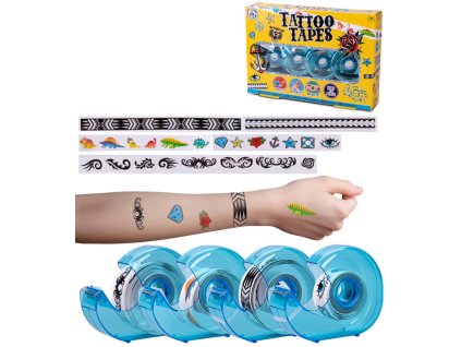 Lepící páska s tetováním set 4x 3m tetovací dětská páska modrá