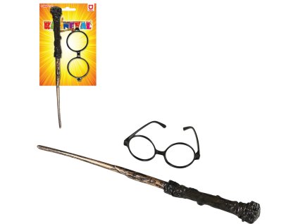 KARNEVAL Kouzelnická hůlka + brýle malý kouzelník *KARNEVALOVÝ DOPLNĚK*