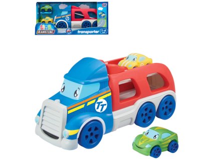 Teamsterz Auto Tiny transportér set se 2 soft baby autíčky s očima plast