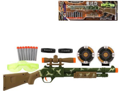 Puška dětská se zaměřovačem set s 8 soft náboji a ochrannými brýlemi