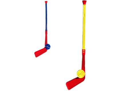 Hokejka dětská 74cm set hokejová hůl barevná s pukem mix barev plast