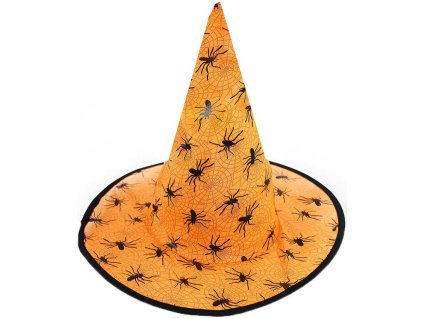 KARNEVAL Klobouk oranžový čaroděj špičatý dospělý KARNEVALOVÝ DOPLNĚK