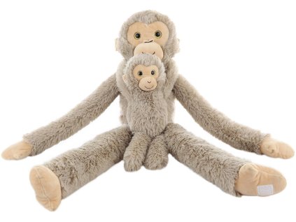 PLYŠ Opice 82cm s mládětem na suchý zip dlouhé končetiny *PLYŠOVÉ HRAČKY*