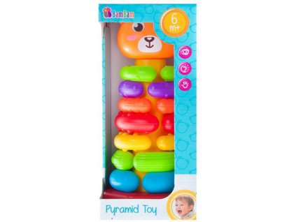 BAM BAM Baby pyramida medvídek věžička s navlékacími tvary pro miminko
