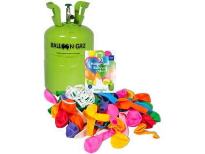 Helium 200l jednorázové na plnění 30ks latexových balónků 23cm + 30 balónků
