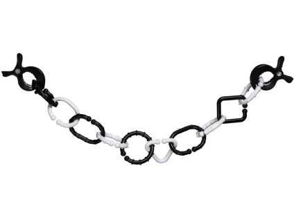 PROFIBABY Řetěz plastový závěs na kočárek černobílý s klipy pro miminko