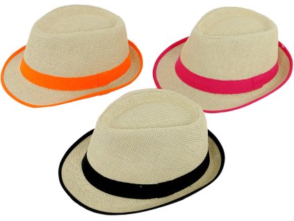 Klobouk letní slaměný unisex slamák s barevnou stužkou 3 barvy