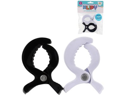 Klipy na kočárek černý + bílý set 2ks plast v sáčku