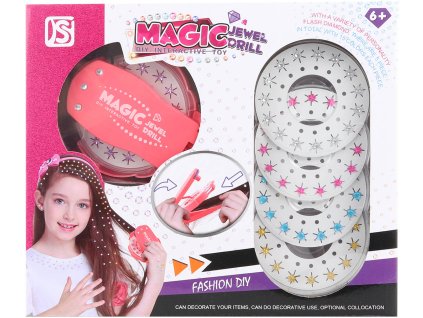 Ozdoby korálky nalepovací do vlasů set aplikátor + 75ks diamantů