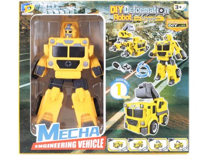 Transrobot skládací žlutý auto bagr montážní set s nástrojem 2v1