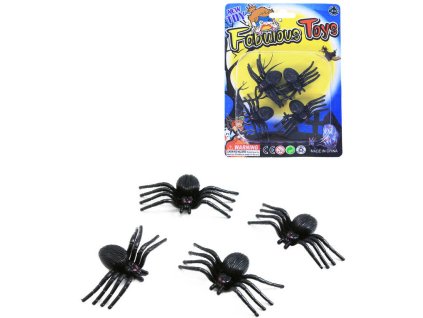 Zvířátko dekorace halloween pavouk černý 3cm set 4ks na kartě plast