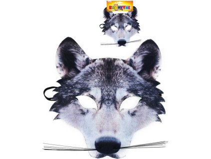 KARNEVAL Maska zvířecí Vlk dětská látková škraboška KARNEVALOVÝ DOPLNĚK