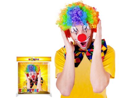 KARNEVAL Paruka klaun barevná duhová pro dospělé KARNEVALOVÝ DOPLNĚK