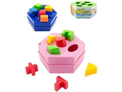 LORI 228 Vkládačka baby šestihranná 9 vkládacích tvarů 4 barvy plast