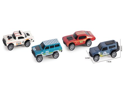 Auta kovová 4 ks 7,5 cm