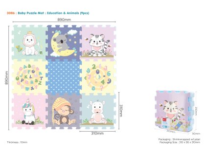 Měkké bloky se zvířátky naučné 32x32 cm