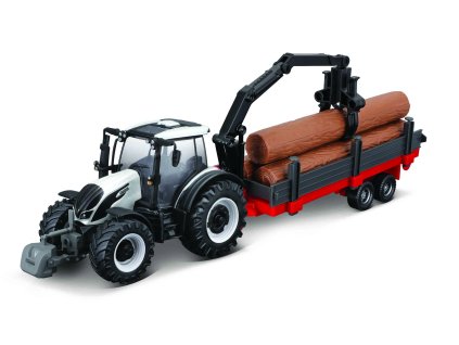 Bburago 10cm Farm tractor Gift Set - Valtra N174 with 3 trailers