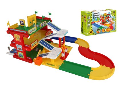 Garáž servis 3 patra + dráha 1,5m plast v krabici 59x40x15cm  Wader