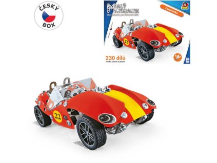 MALÝ MECHANIK závodní vůz 230 dílků kovová STAVEBNICE typu Merkur