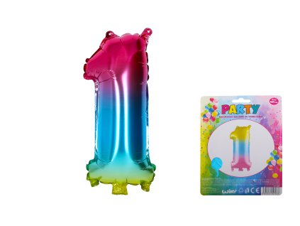 Balónek nafukovací - číslo 1 duhový