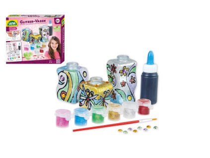 Kreativní sada Třpytivé vázy - malování na sklo s doplňky v krabici