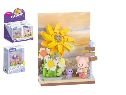 Stavebnice mini KOCO Květinová scenérie plast 6 druhů v krabičce 10x14x6cm 6ks v boxu