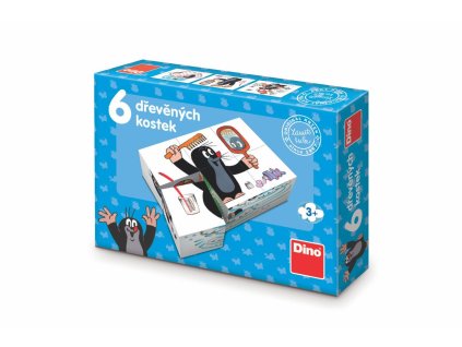 Kostky kubus Krtek dřevo 6ks v krabičce 18x13x4cm