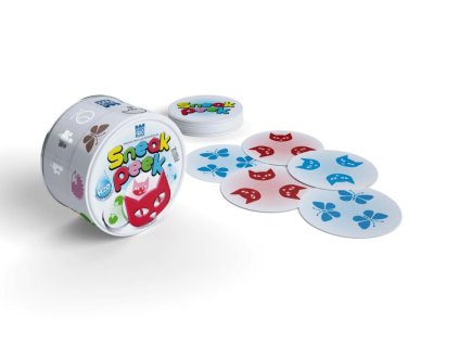 SNEAK PEEK společenská hra v plechové krabičce 9x9cm 8ks v boxu STRAGOO