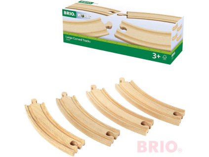 BRIO DŘEVO Zatáčka dlouhá oblouk set 4ks koleje doplněk k vláčkodráze